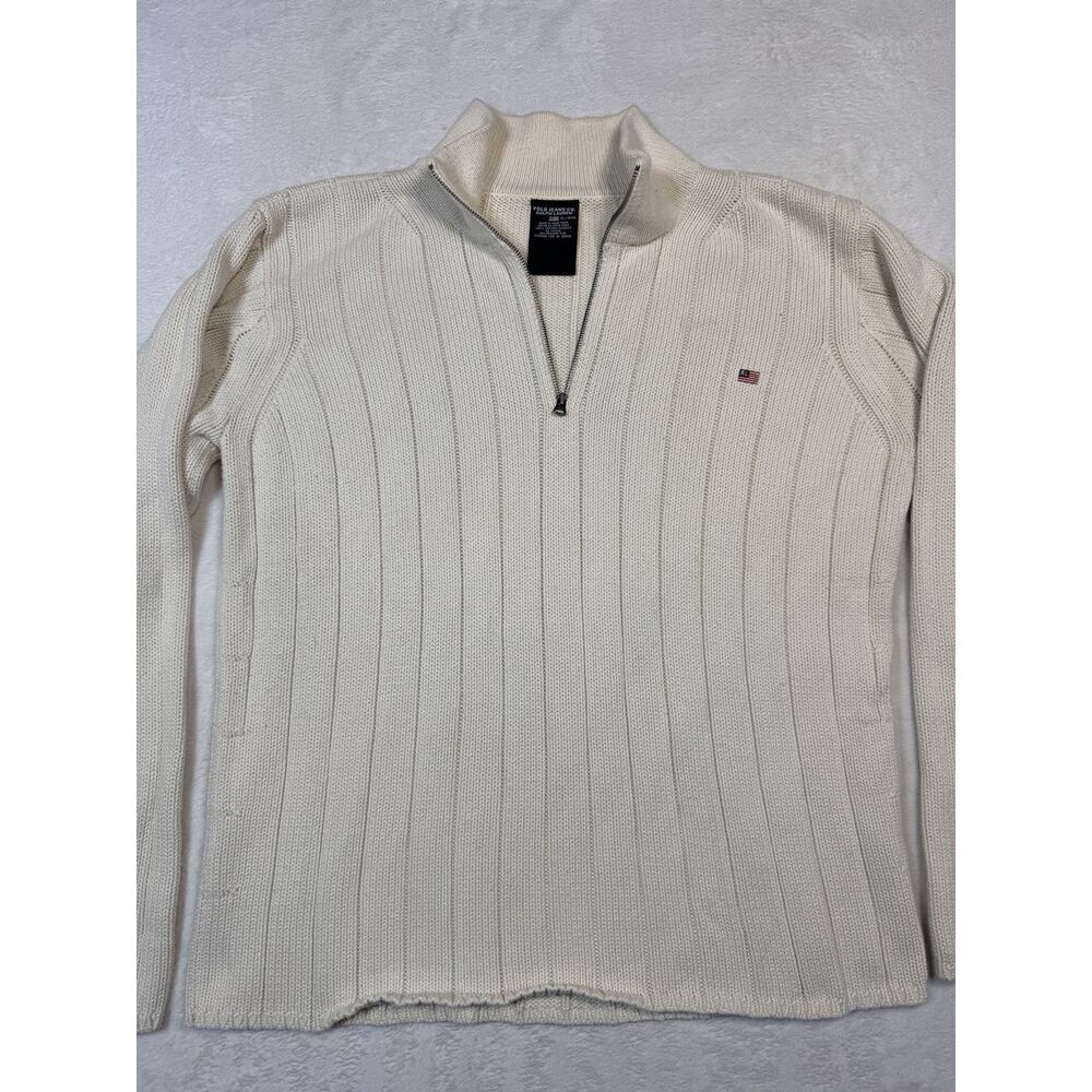 Ralph Lauren Cream Ribbed Half-Zip Sweater